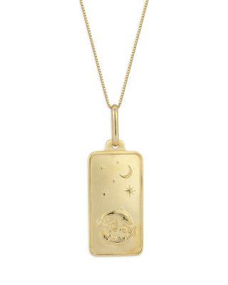 14K Yellow Gold Zodiac Dog Tag Pendant Necklace by ALBERTO AMATI