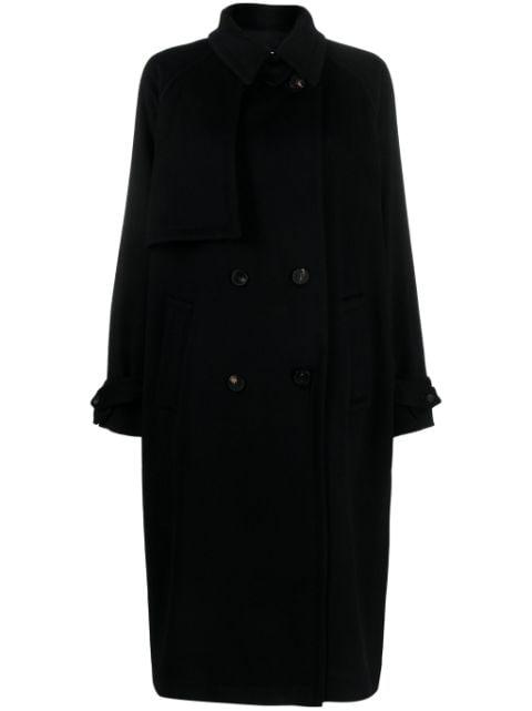 double-breasted virgin-wool coat by ALBERTO BIANI