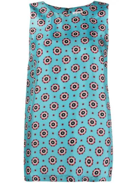 medallion-print sleeveless silk blouse by ALBERTO BIANI
