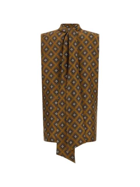 tie-print lavallière-neck top by ALBERTO BIANI