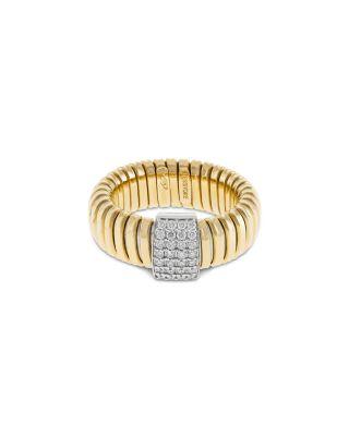 18K Yellow Gold Diamond Via Mercanti Tubogas Ring by ALBERTO MILANI