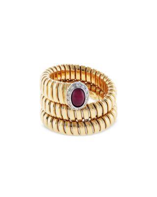 18K Yellow Gold Via Giardino Ruby & Diamond Tubogas Wrap Ring by ALBERTO MILANI
