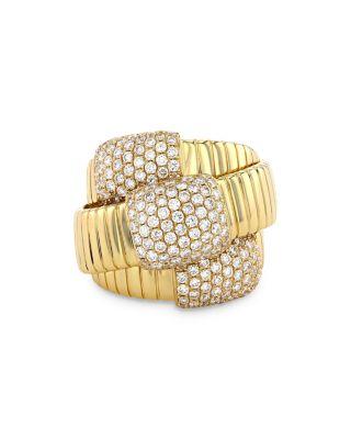 18K Yellow Gold Via Mercanti Diamond Tubogas Wrap Ring by ALBERTO MILANI
