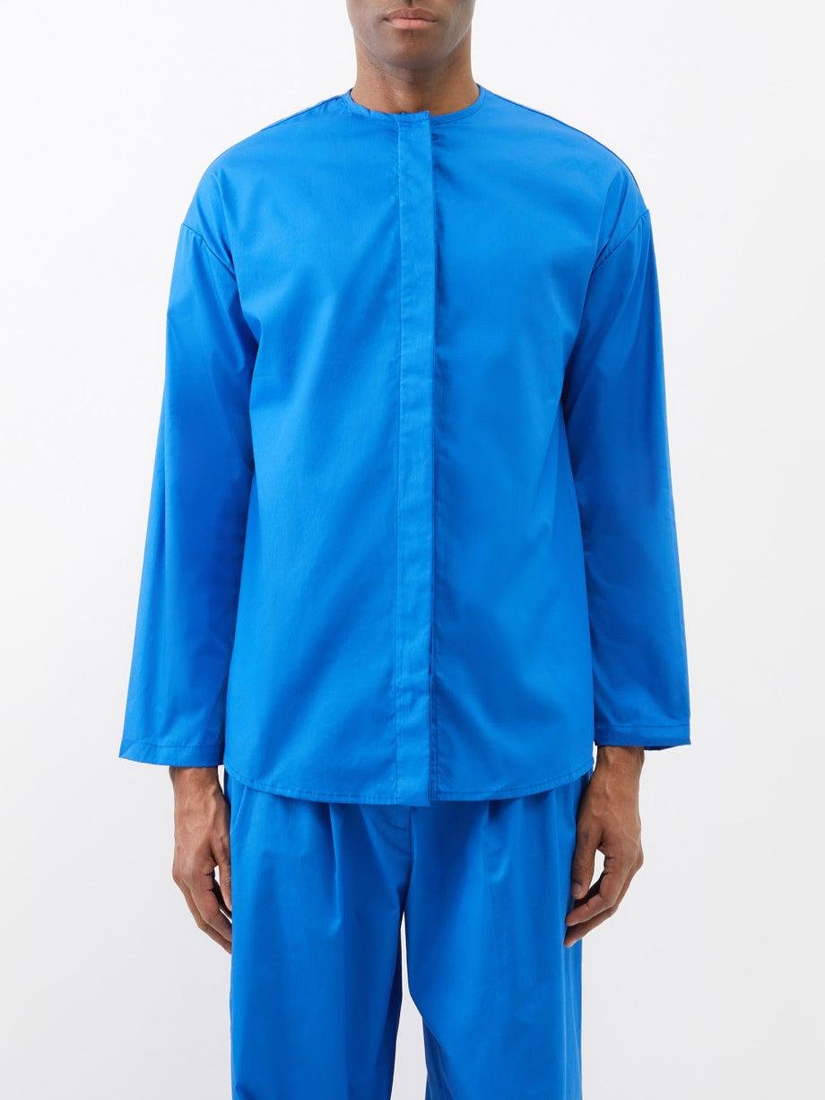 Collarless cotton-poplin shirt by ALBUS LUMEN