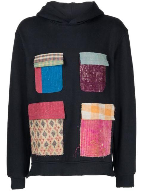 patchwork cotton hoodie by ALCHEMIST