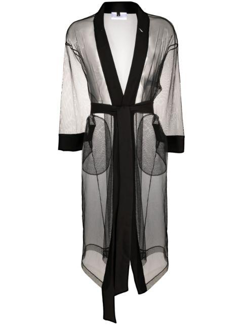 belted sheer mesh jacket by ALCHEMY