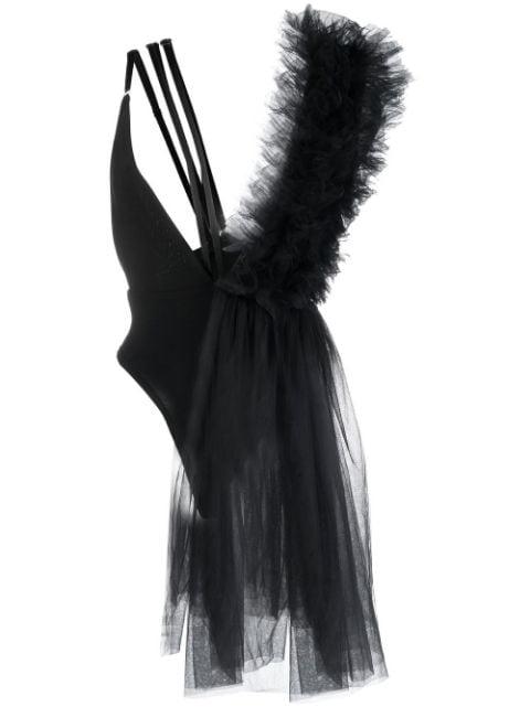 ruffled-detail V-neck bodysuit by ALCHEMY