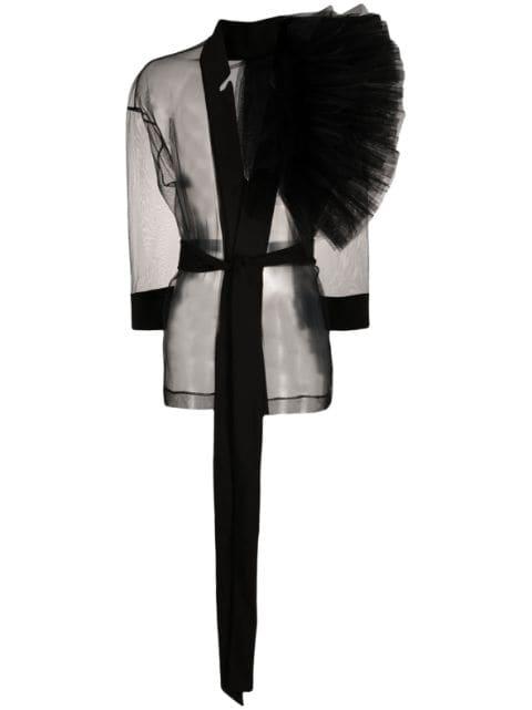 tulle-inserts belted jacket by ALCHEMY