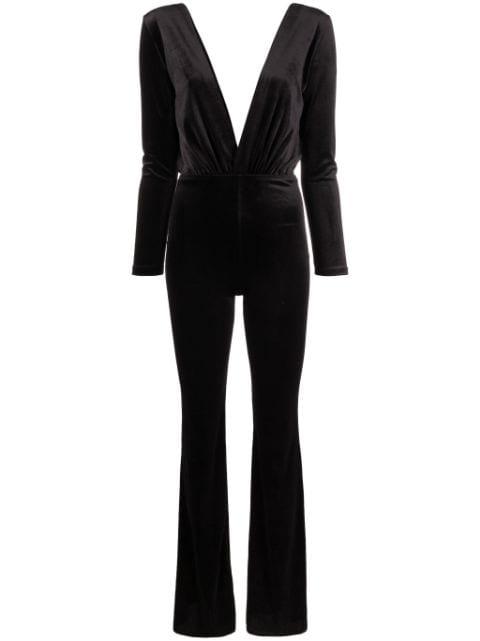 x Lia Aram V-neck velvet jumpsuit by ALCHEMY