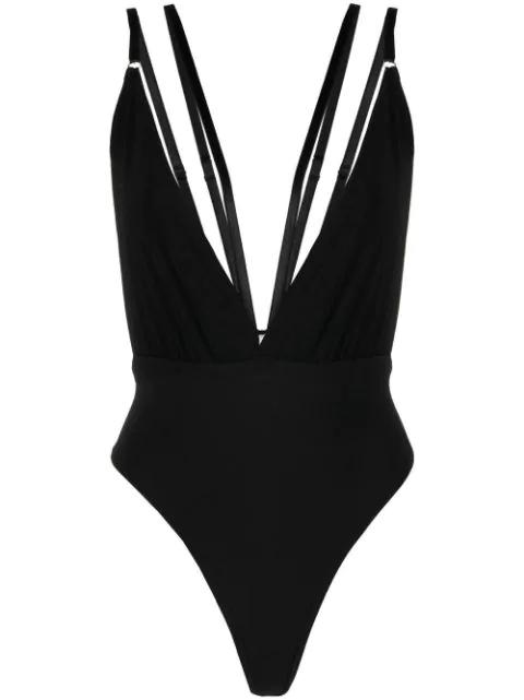 x Lia Aram plunge V-neck strapped bodysuit by ALCHEMY