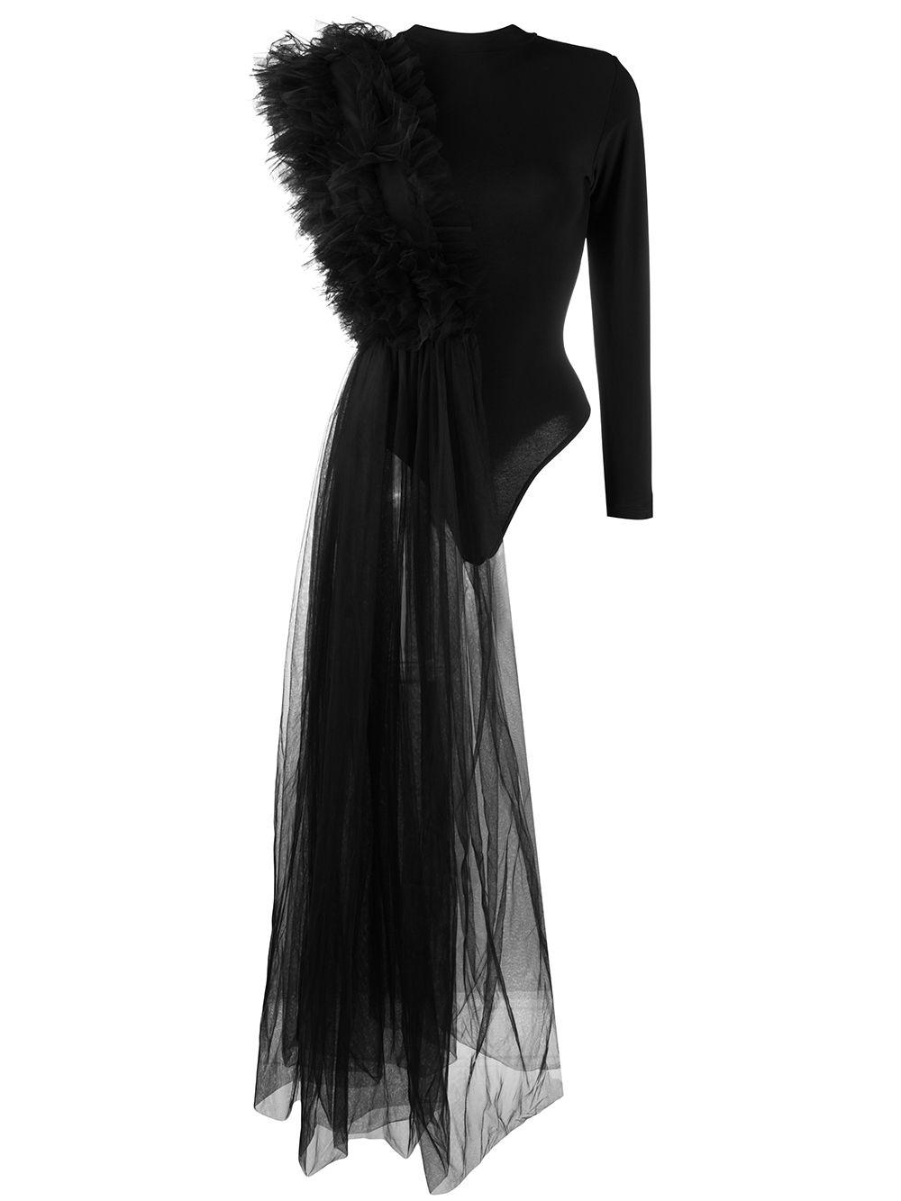 x Lia Aram ruched tulle jersey bodysuit by ALCHEMY