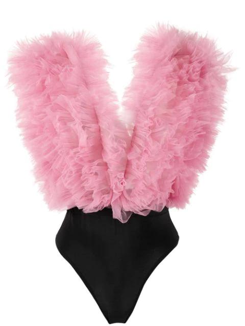 x Lia Aram ruffled sleeveless bodysuit by ALCHEMY
