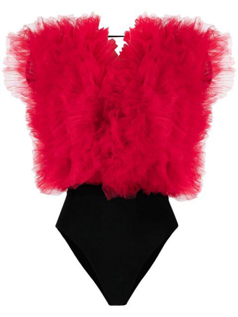 x Lia Aram ruffled-trim sleeveless bodysuit by ALCHEMY