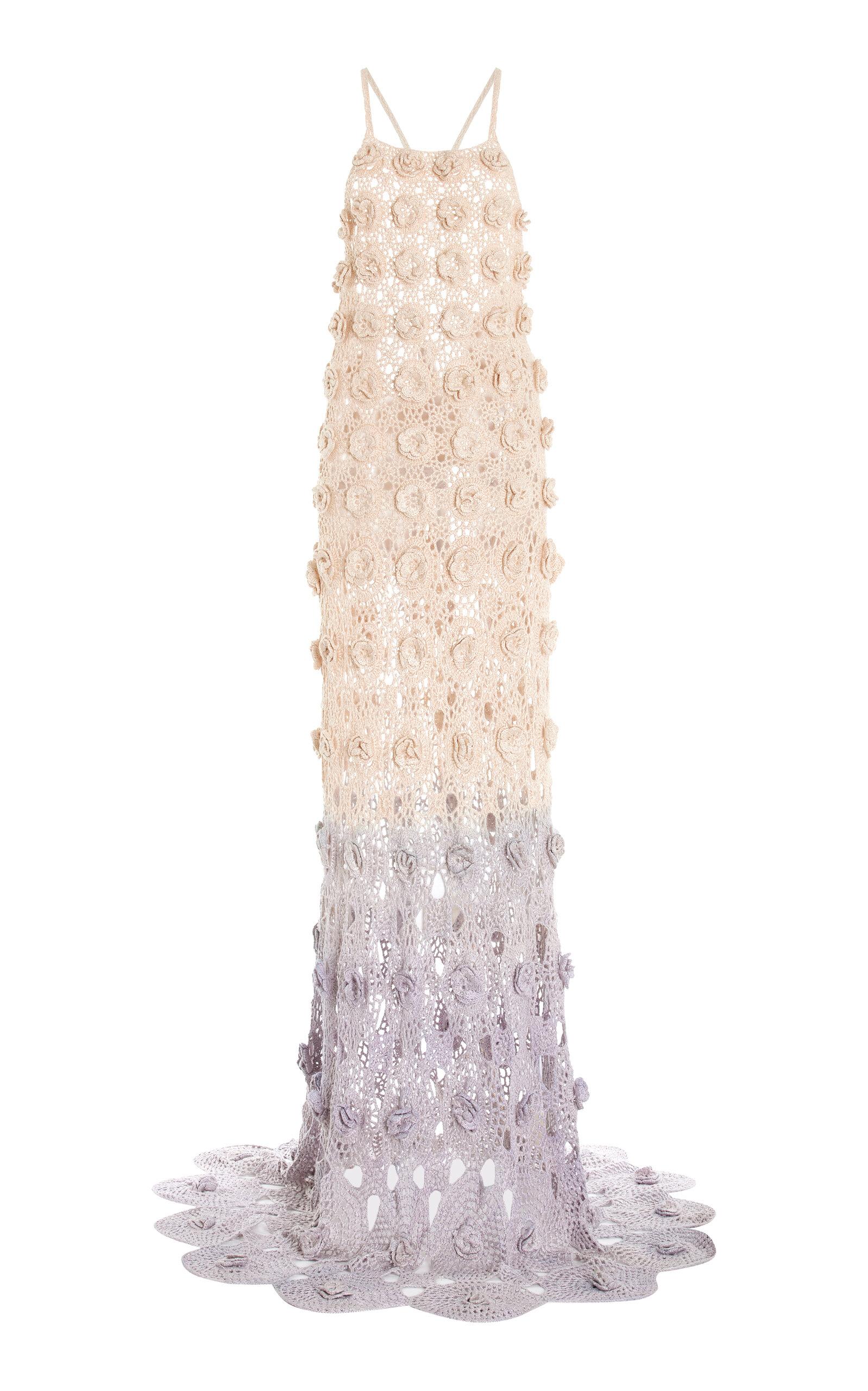 Alejandra Alonso Rojas - Ombré Crocheted-Silk Halter Gown - Purple - -oda Operandi by ALEJANDRA ALONSO ROJAS