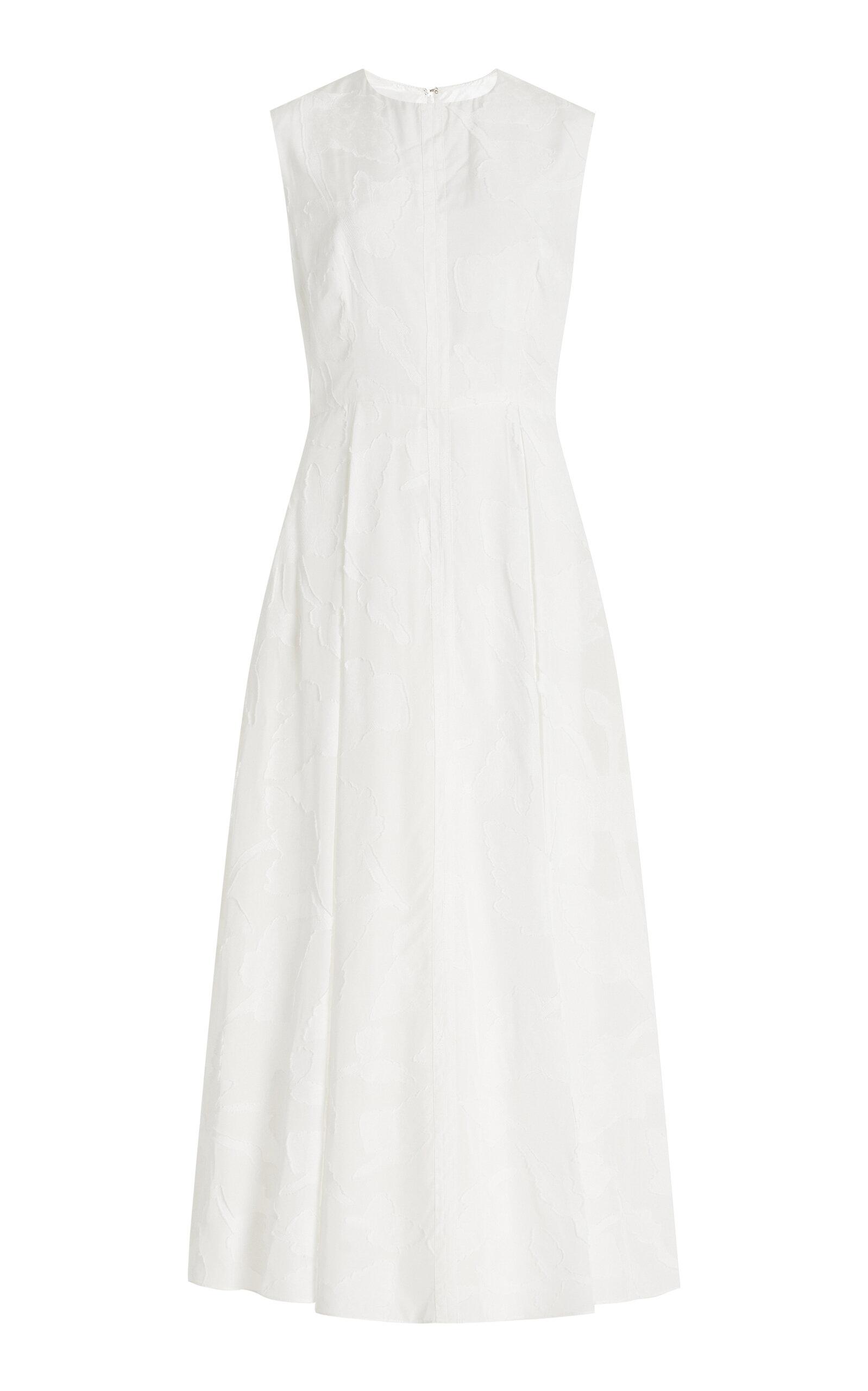 Alejandra Alonso Rojas - Sleeveless Brocade Midi Dress - White - - Moda Operandi by ALEJANDRA ALONSO ROJAS