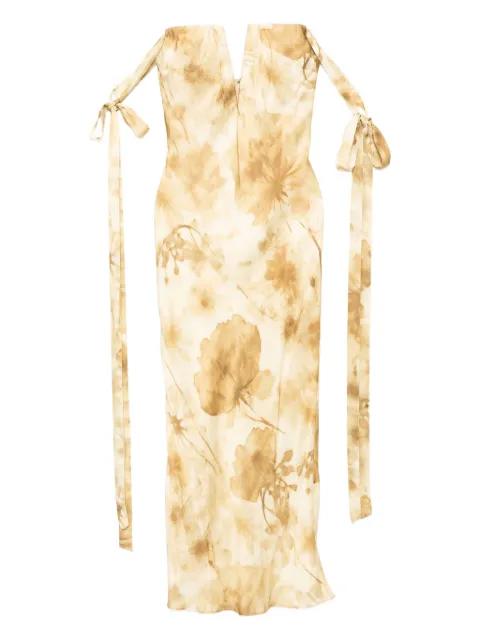 floral-print plunging gown by ALEJANDRA ALONSO ROJAS