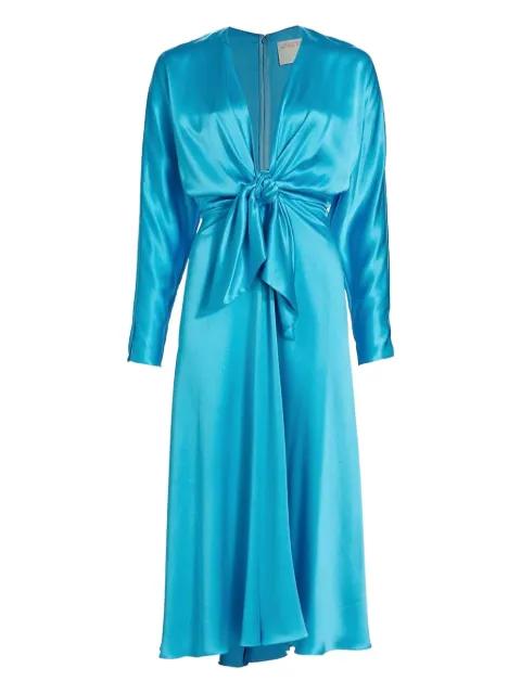 tie-front long-sleeve midi dress by ALEJANDRA ALONSO ROJAS