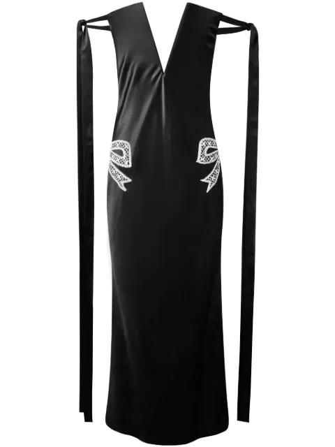 tied-sleeve strapless dress by ALEJANDRA ALONSO ROJAS