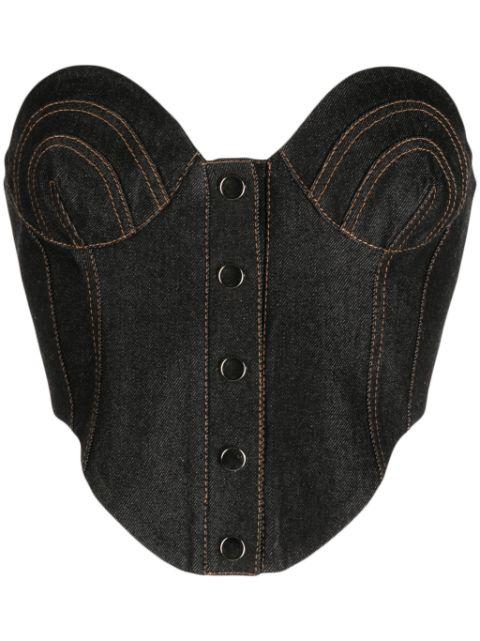 contrast-stitching denim corset by ALEKSANDRE AKHALKATSISHVILI