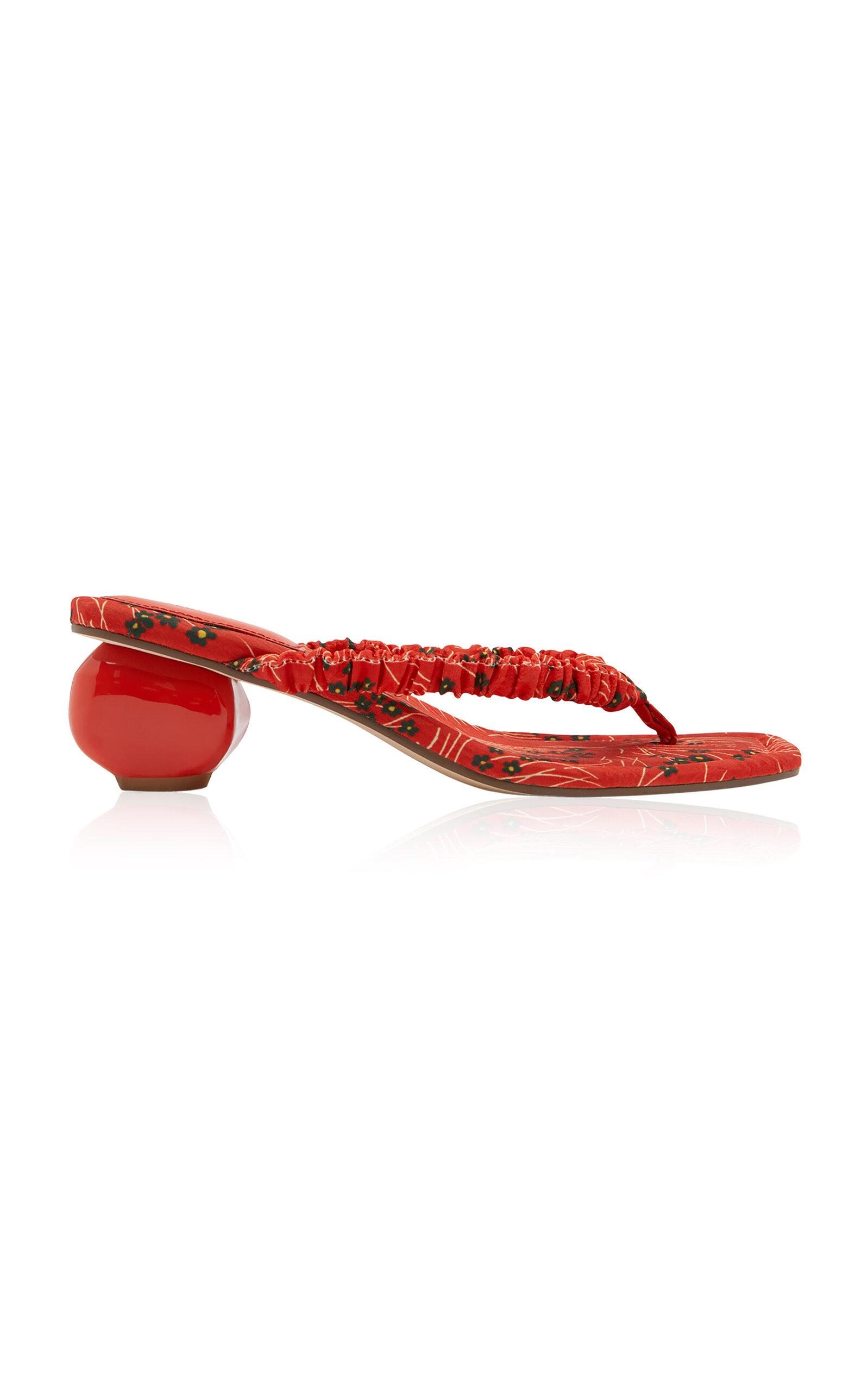 ALÉMAIS Bonetta Rouched Heel Thong Sandal - Moda Operandi by ALEMAIS