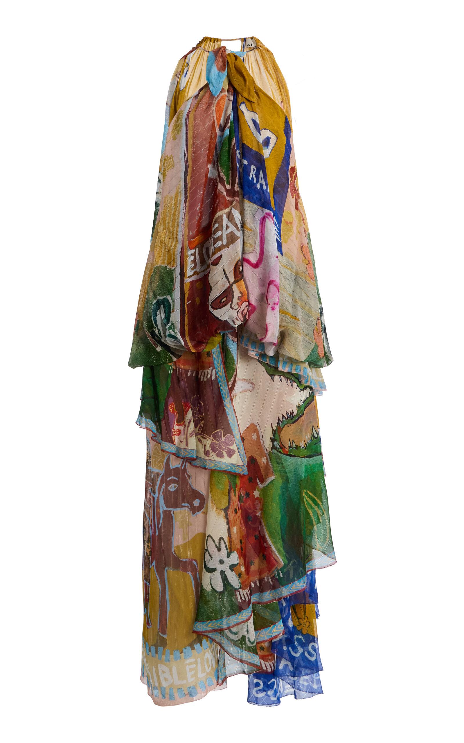 ALÉMAIS Mlak Printed Chiffon Halter Gown - Moda Operandi by ALEMAIS