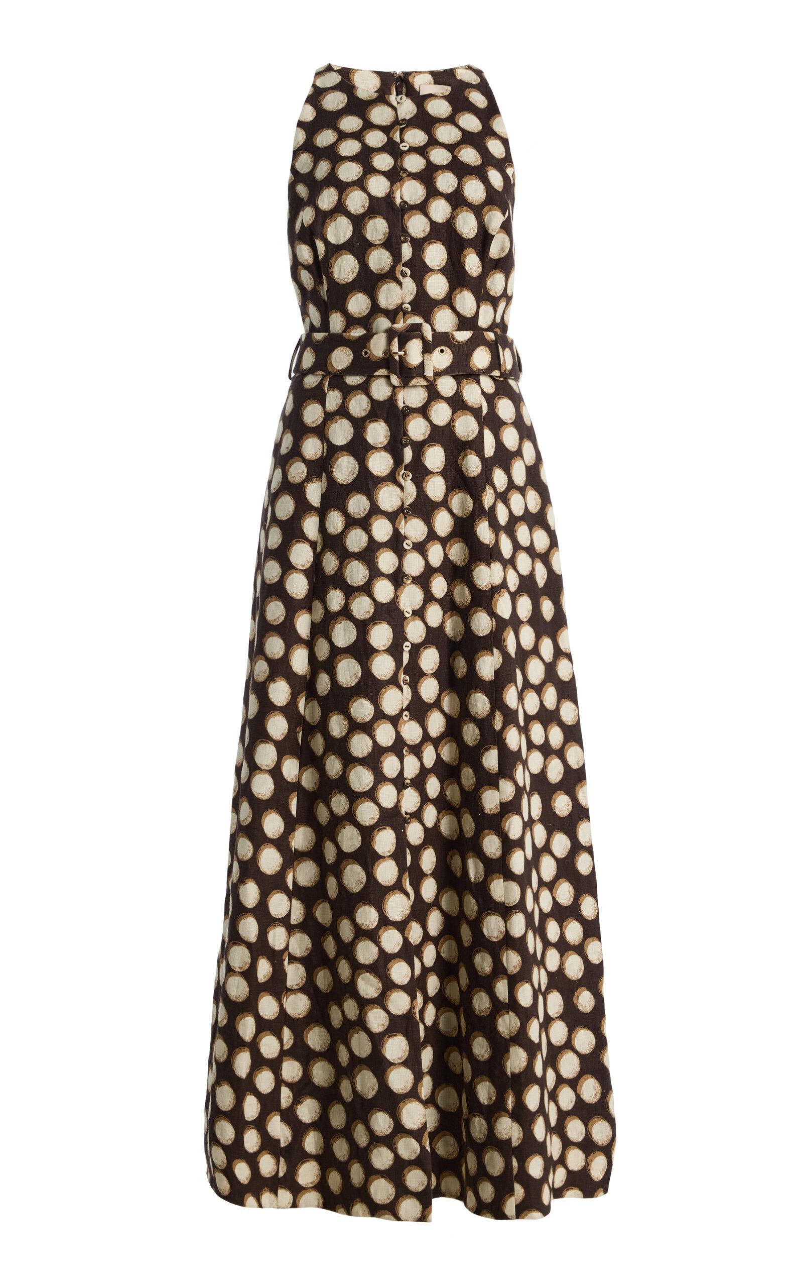 ALÉMAIS Paula Belted Printed Linen Midi Dress - Moda Operandi by ALEMAIS