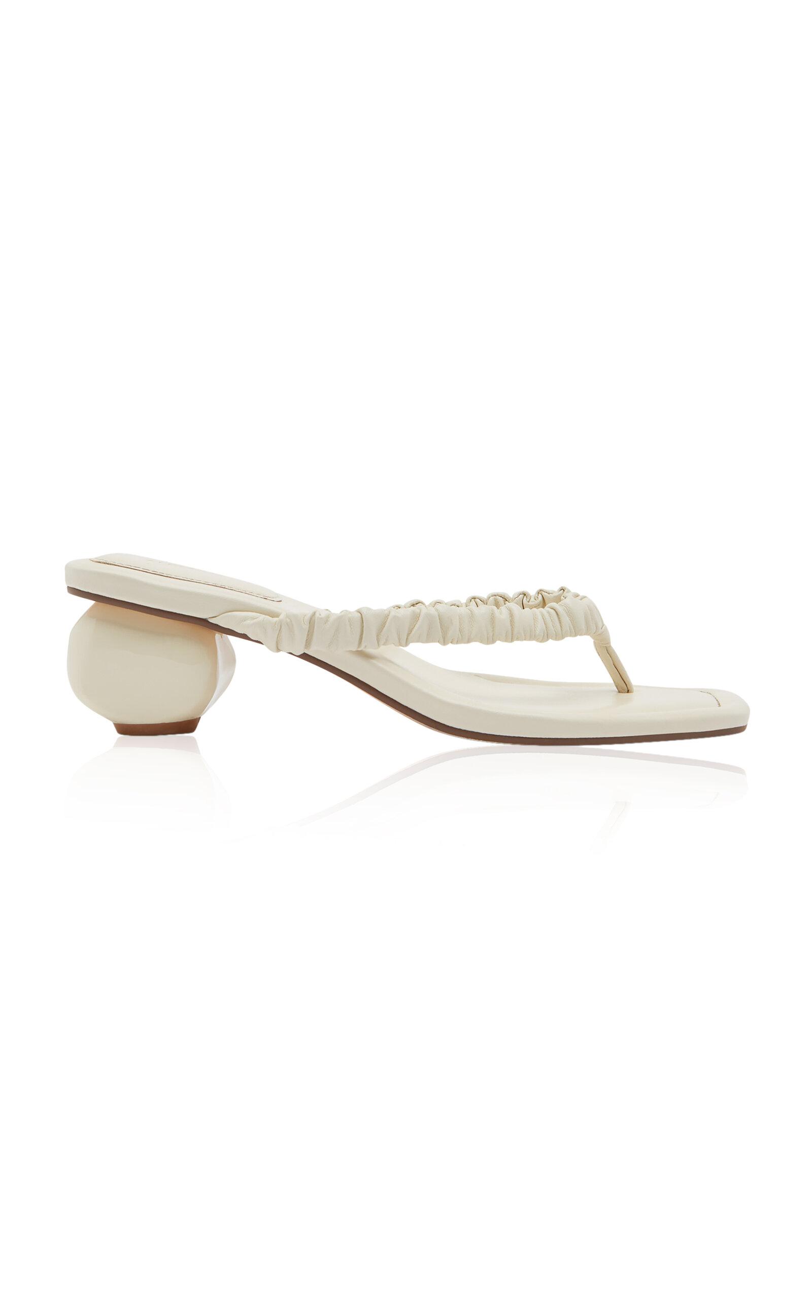 ALÉMAIS Rouched Leather Heel Thong Sandal - Moda Operandi by ALEMAIS