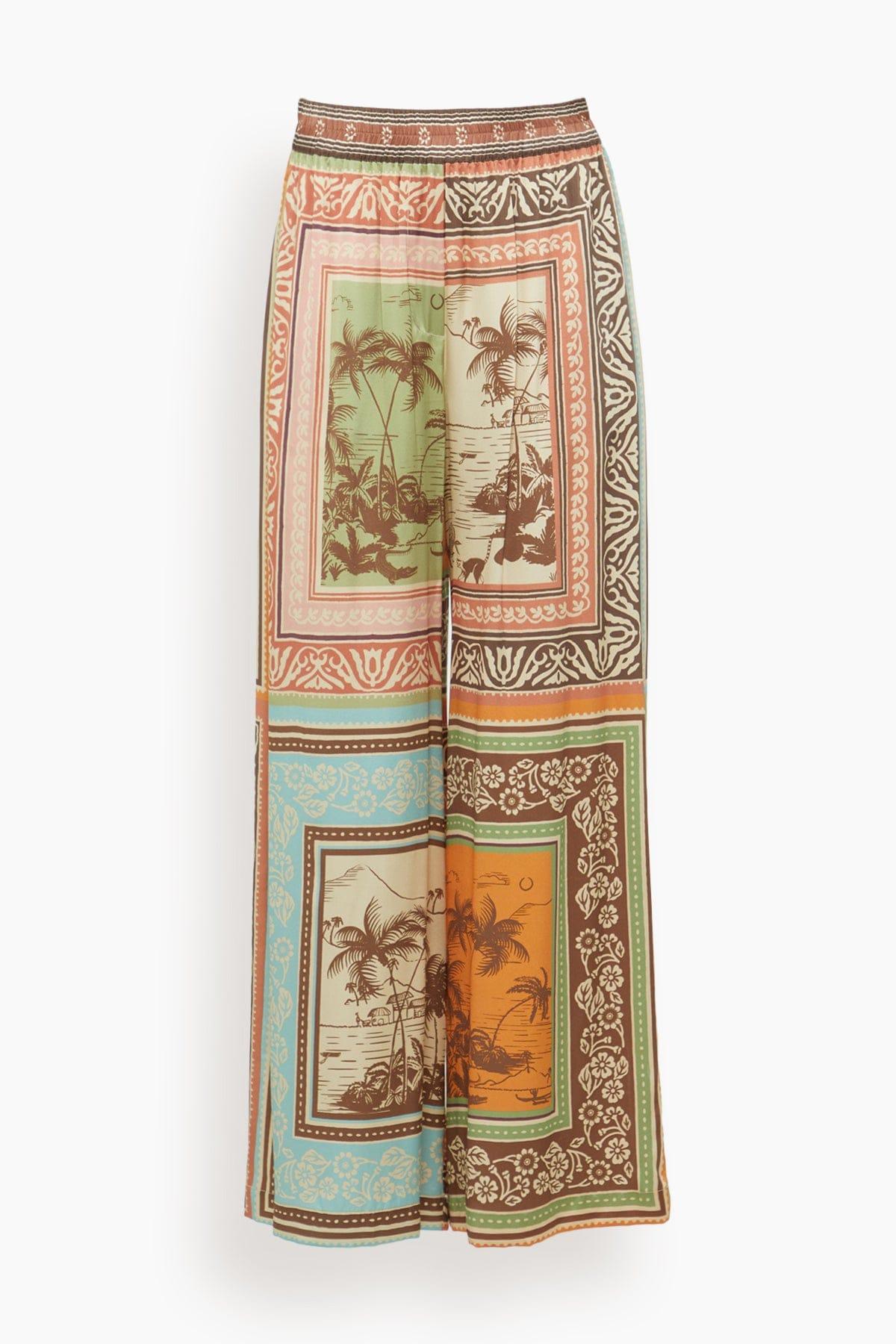 Alberta Silk Pant in Multi by ALEMAIS