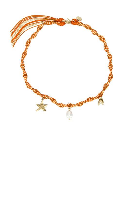 Alemais Calypso Macrame Charm Necklace in Orange by ALEMAIS