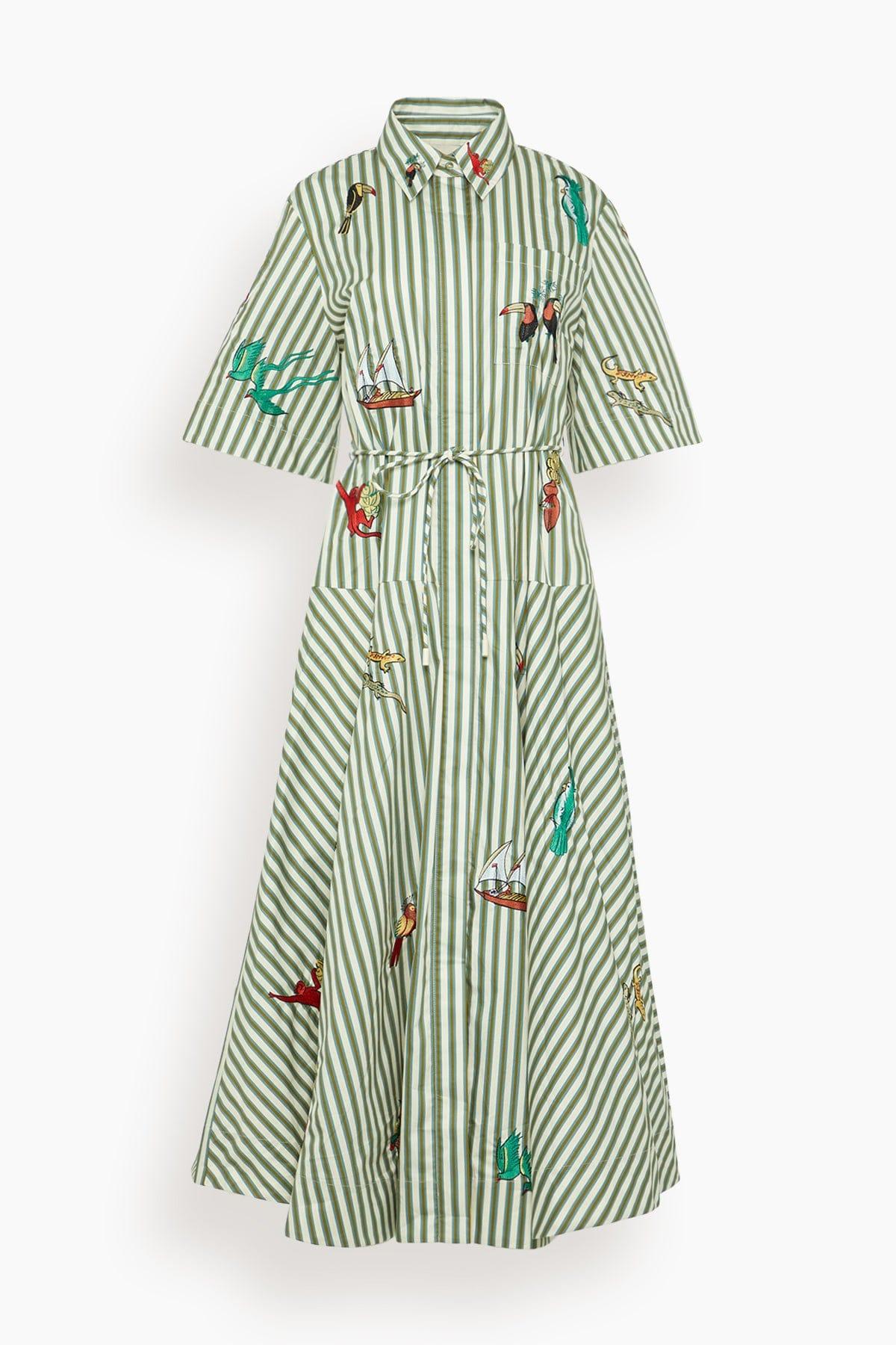 Bisou Embroidered Shirtdress in Stripe by ALEMAIS
