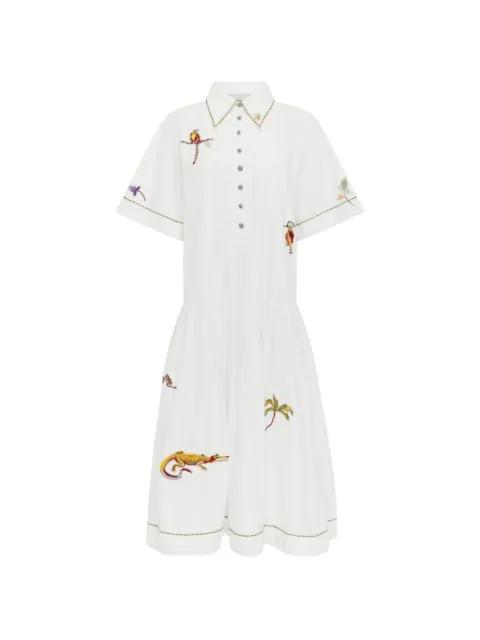 Camelia embroidered pleated shirtdress by ALEMAIS