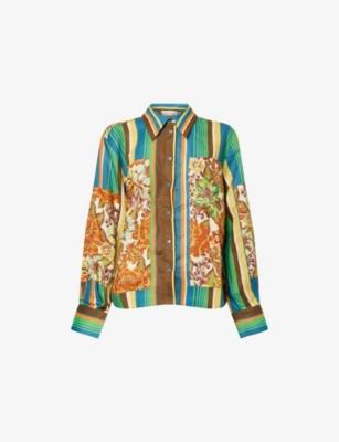 Charlie Striped Floral Linen Shirt by ALEMAIS