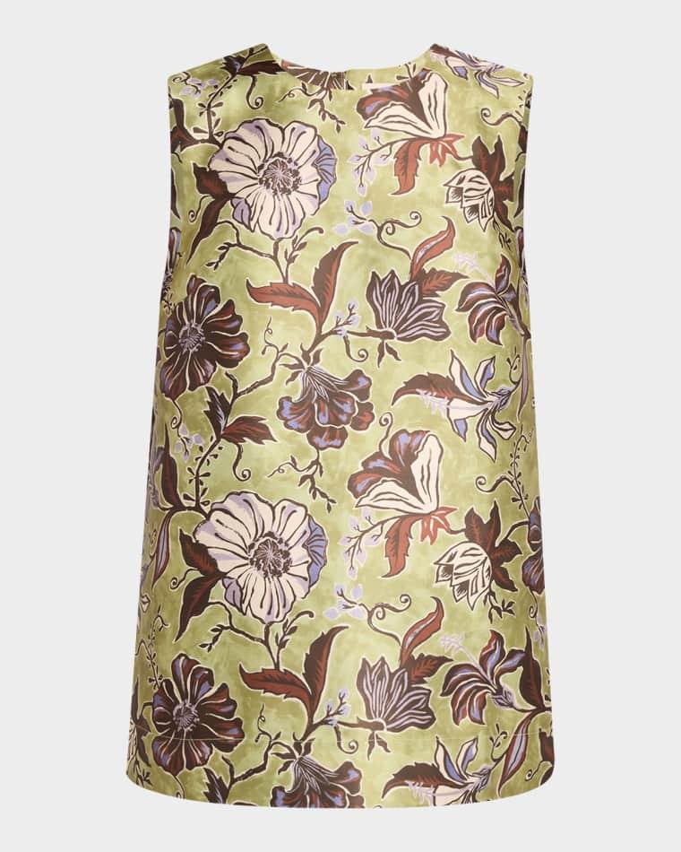 Citron Sleeveless Floral-Print Boxy Top by ALEMAIS