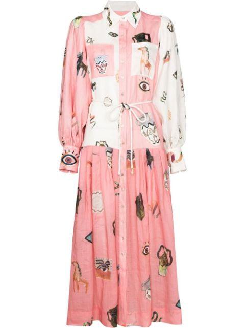 Cleo patchwork-print shirt dress by ALEMAIS