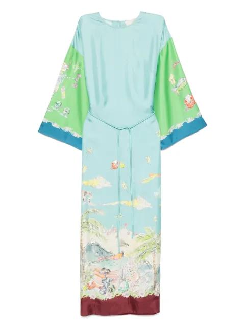 Daria graphic-print silk midi dress by ALEMAIS