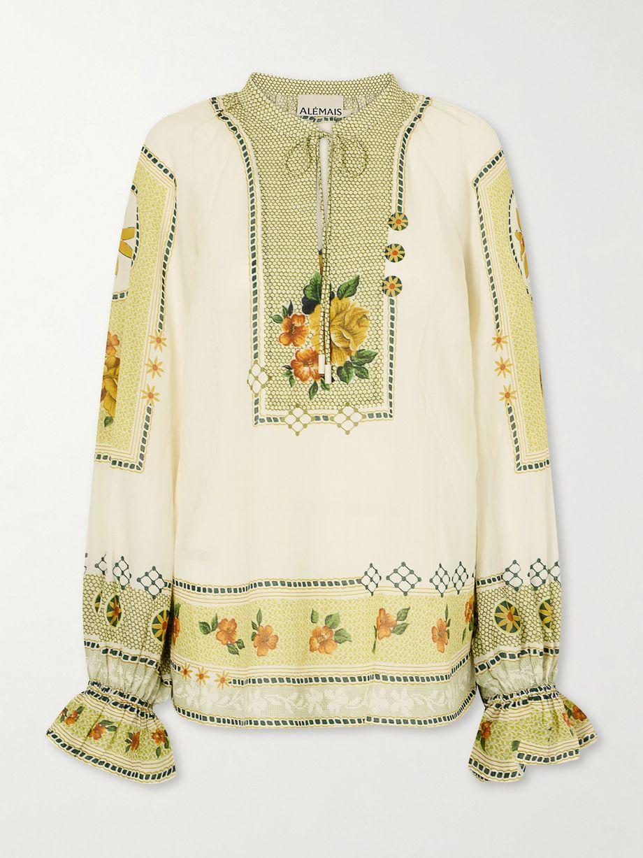 Dixie floral-print ramie top by ALEMAIS