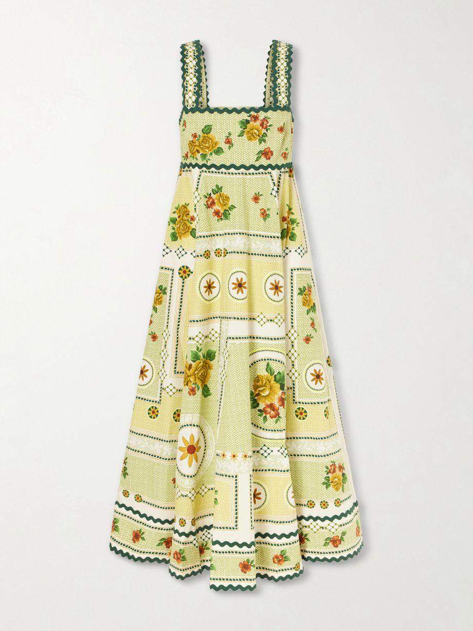 Dixie pleated floral-print cotton-poplin midi dress by ALEMAIS