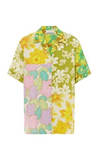 Elora Patchwork Floral Linen Button-Down Shirt by ALEMAIS
