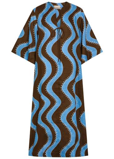 Frankie wavy-print linen midi dress by ALEMAIS