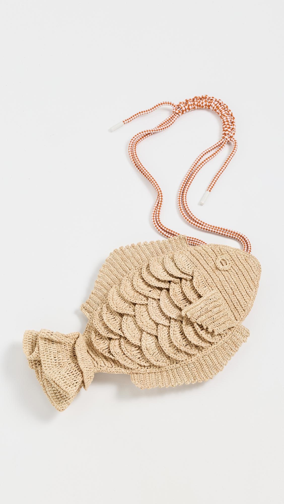 Horizon Raffia Fish Crossbody Bag by ALEMAIS