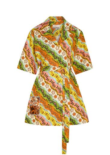 Janine printed belted cotton mini shirt dress by ALEMAIS