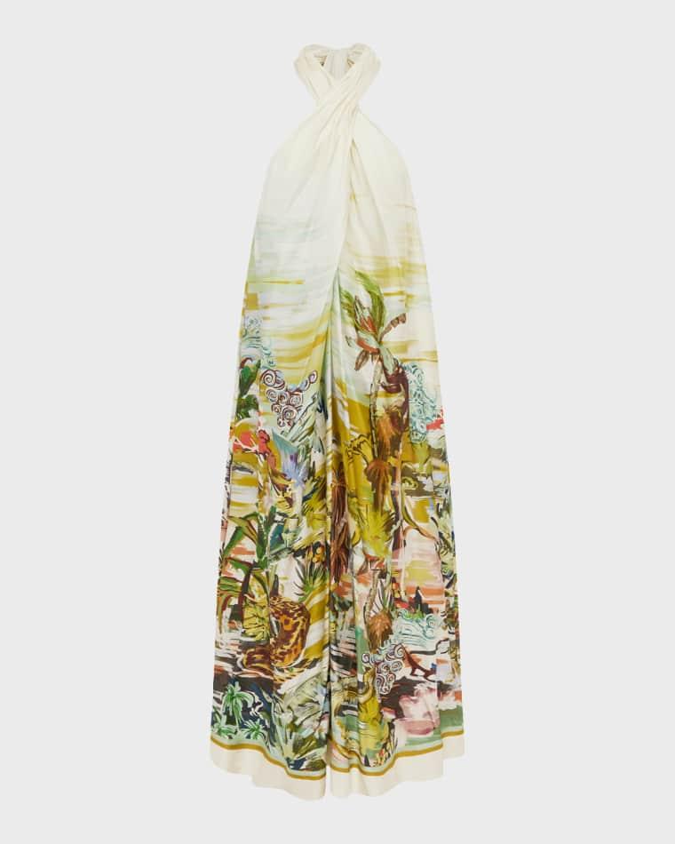 Jungle Boogie Silk Twill Maxi Dress by ALEMAIS