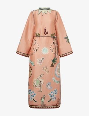 Laurence Belted Linen-And-Silk Midi Dress by ALEMAIS