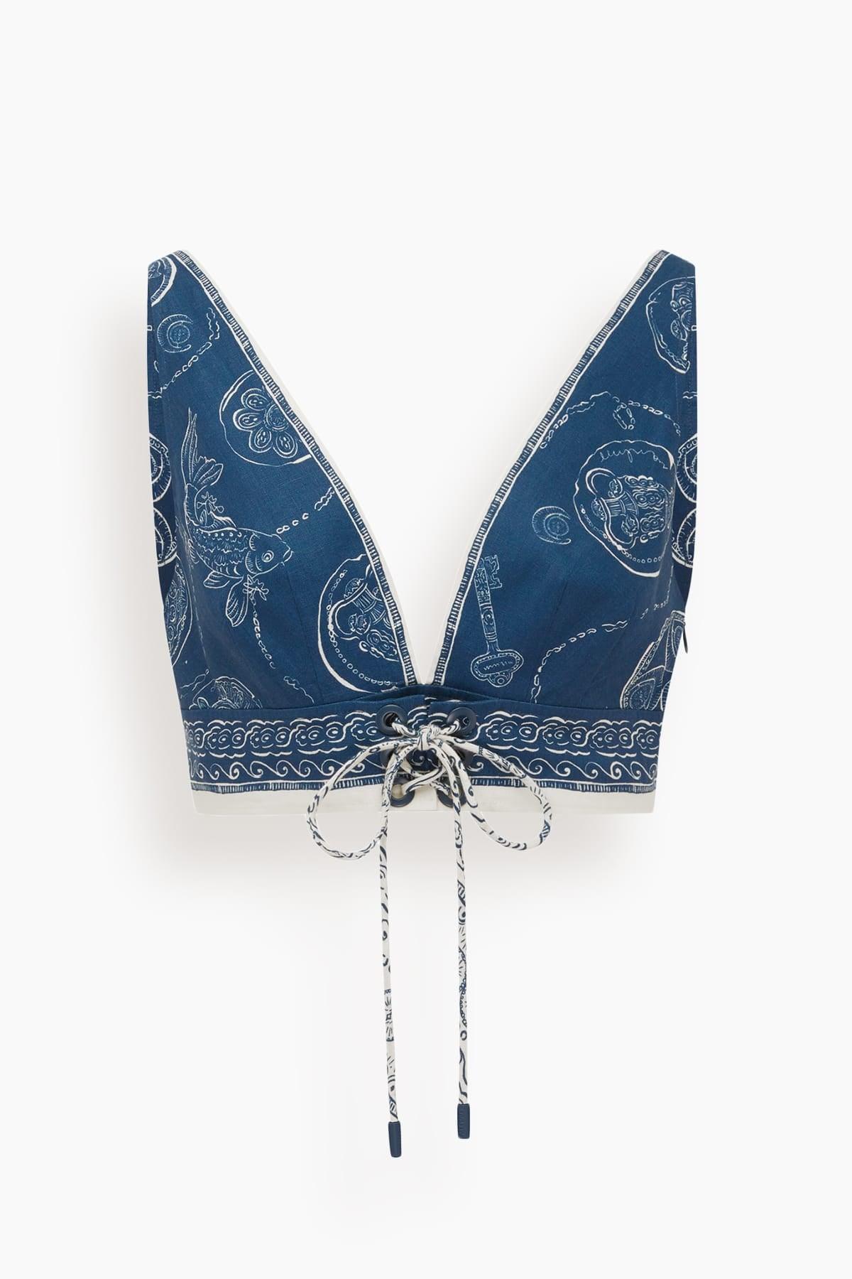 Lucky Lace Up Bralette in Blue by ALEMAIS