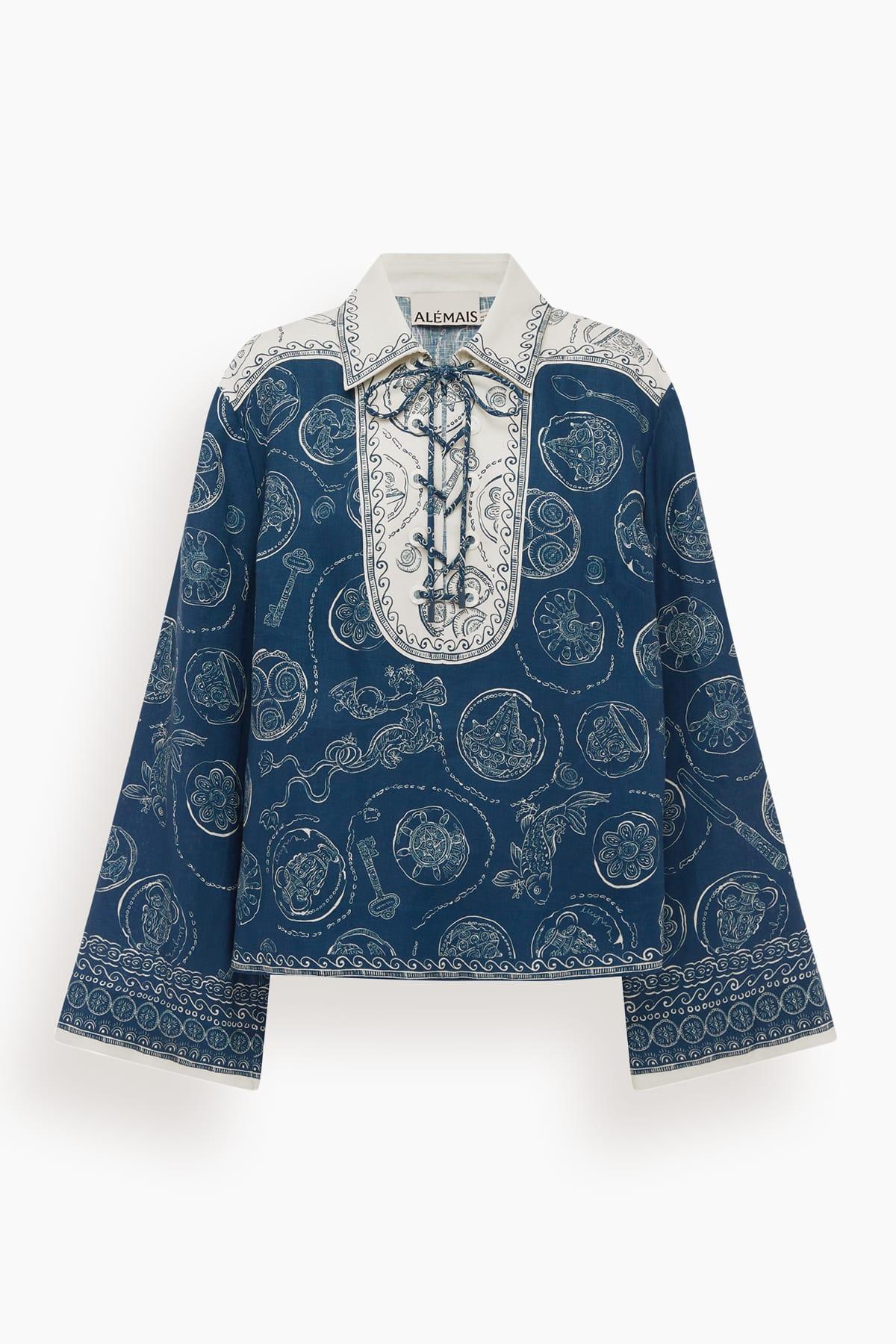 Lucky Lace Up Top in Blue by ALEMAIS