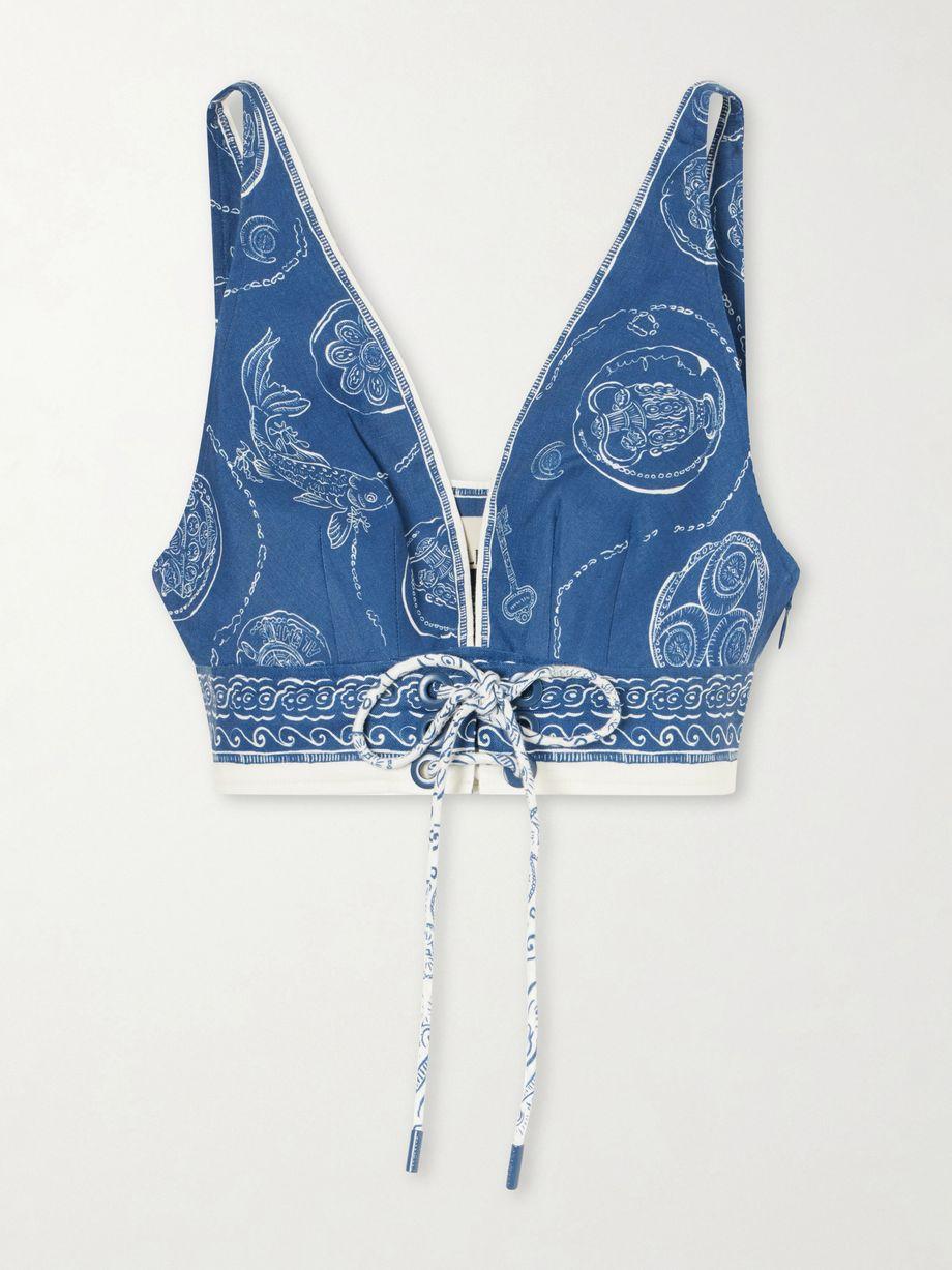Lucky cropped printed linen top by ALEMAIS