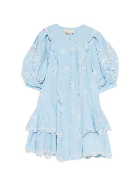 Maizy embroidered puff-sleeves mini dress by ALEMAIS