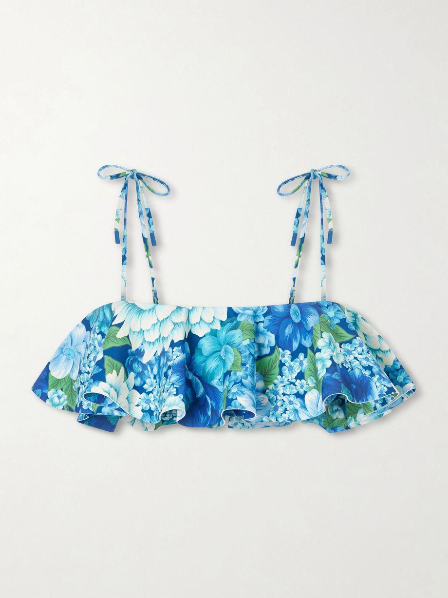 Margo ruffled floral-print bikini top by ALEMAIS