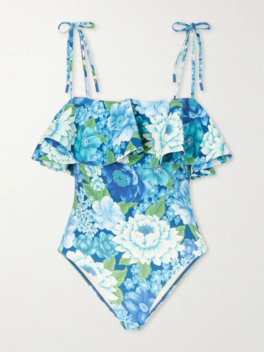 Margo ruffled floral-print swimsuit by ALEMAIS