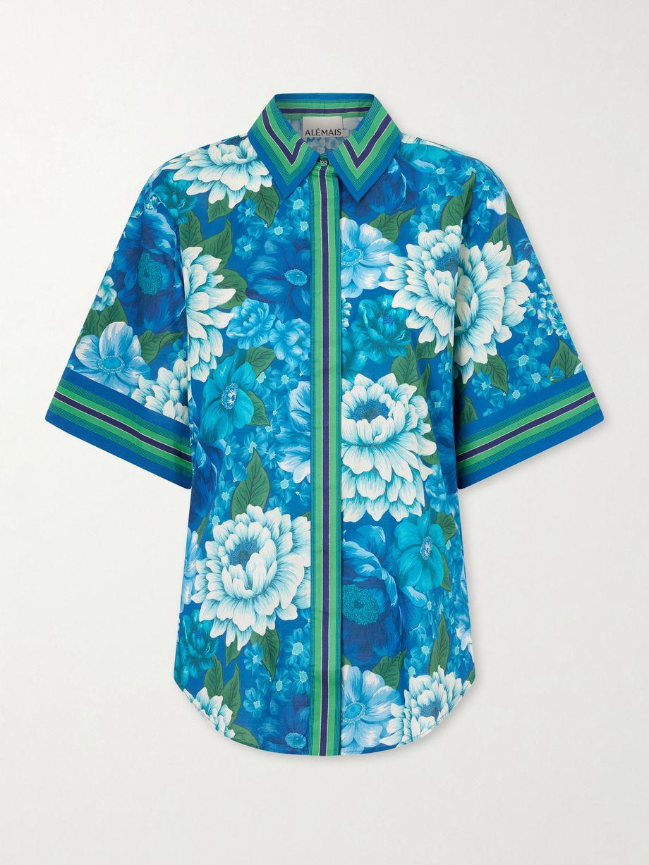 Margo striped floral-print organic cotton-voile shirt by ALEMAIS